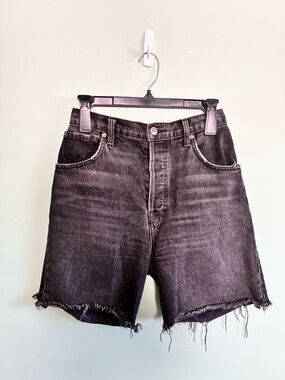 Reformation Button Fly Allie Jean Black Pacific Denim Cutoff Shorts Sz 27